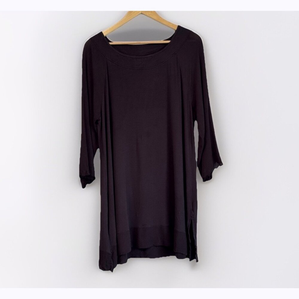 Soft Surroundings Black Catamaran 3/4 Sheer Sleeve Tunic Women’s XL Neutral